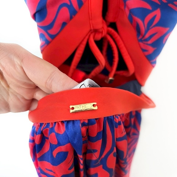 PATBO Pua Halterneck Silk Crepe Botanical Print Beach Maxi Dress Sz M - Picture 6 of 8